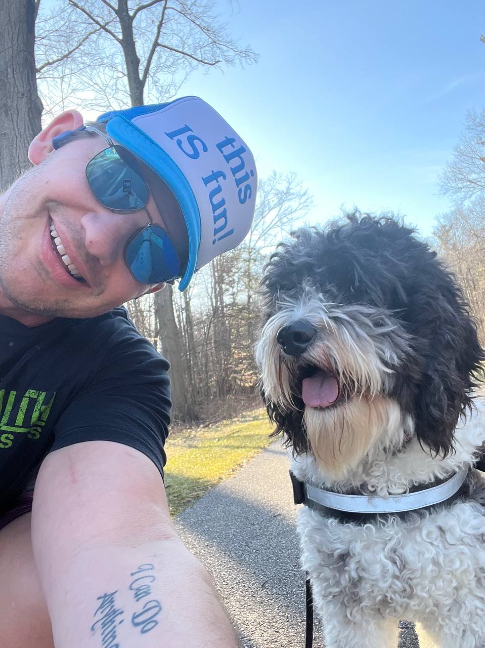 Jeff running with his dog